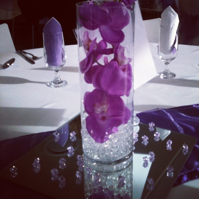 wedding centrepiece radiant orchid